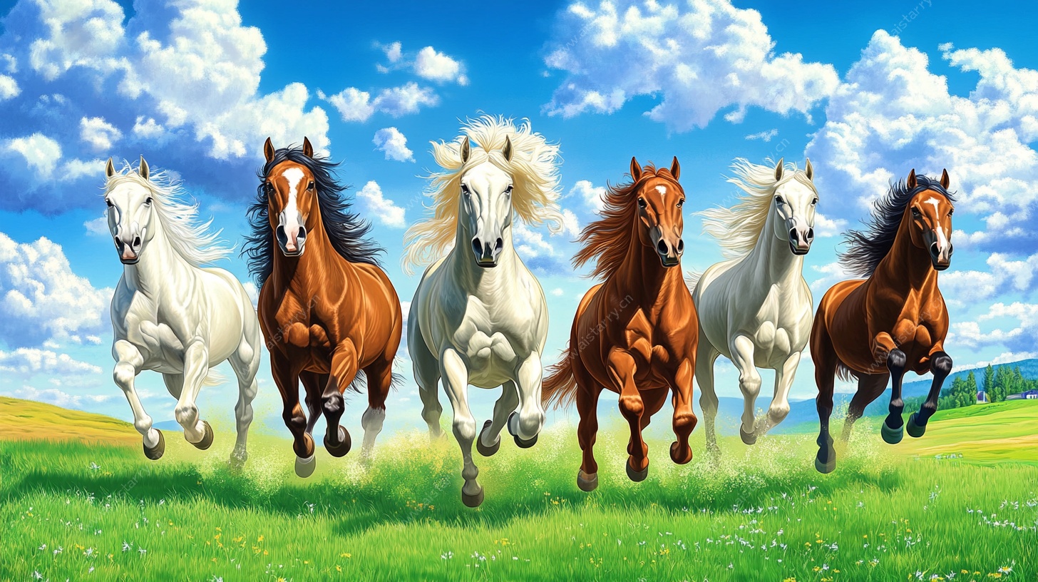 群马奔腾图