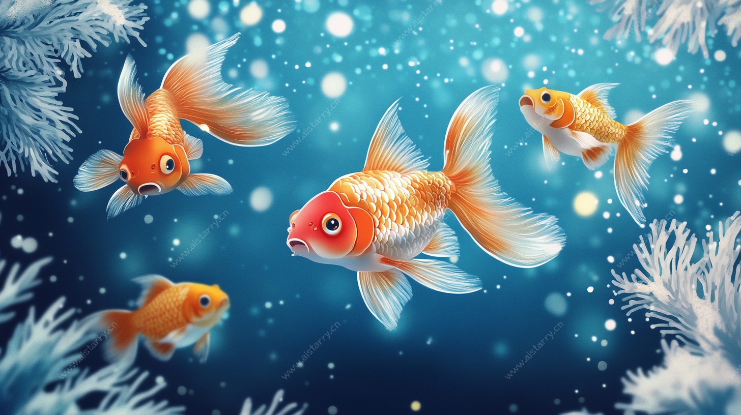 畅游的金鱼梦幻海洋图景