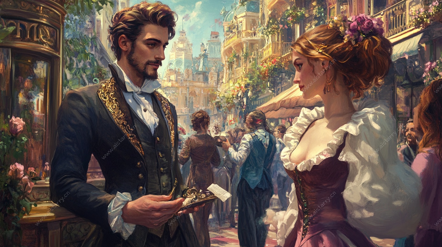 19世纪浪漫街头邂逅场景