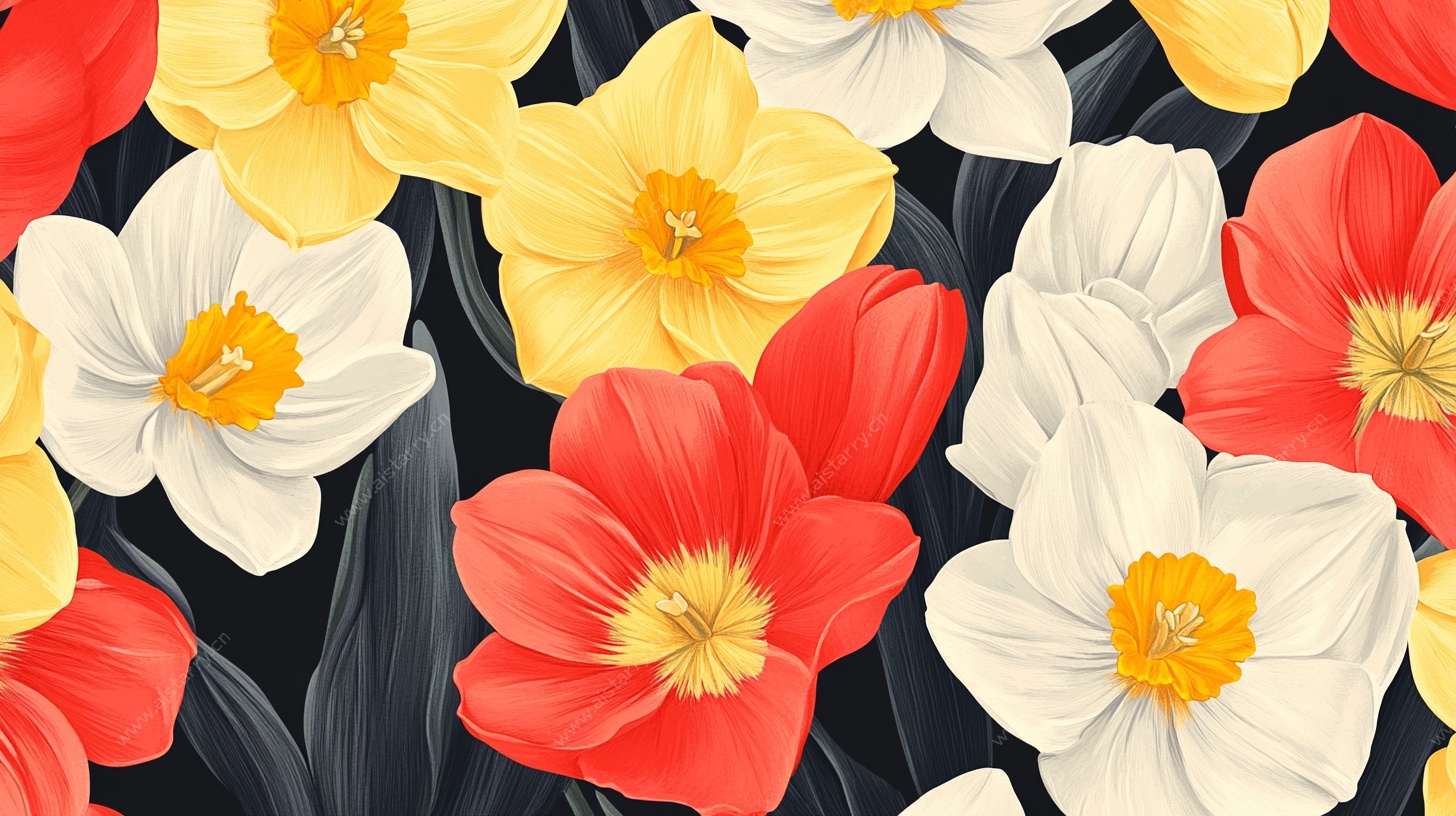 多彩花卉图案背景图