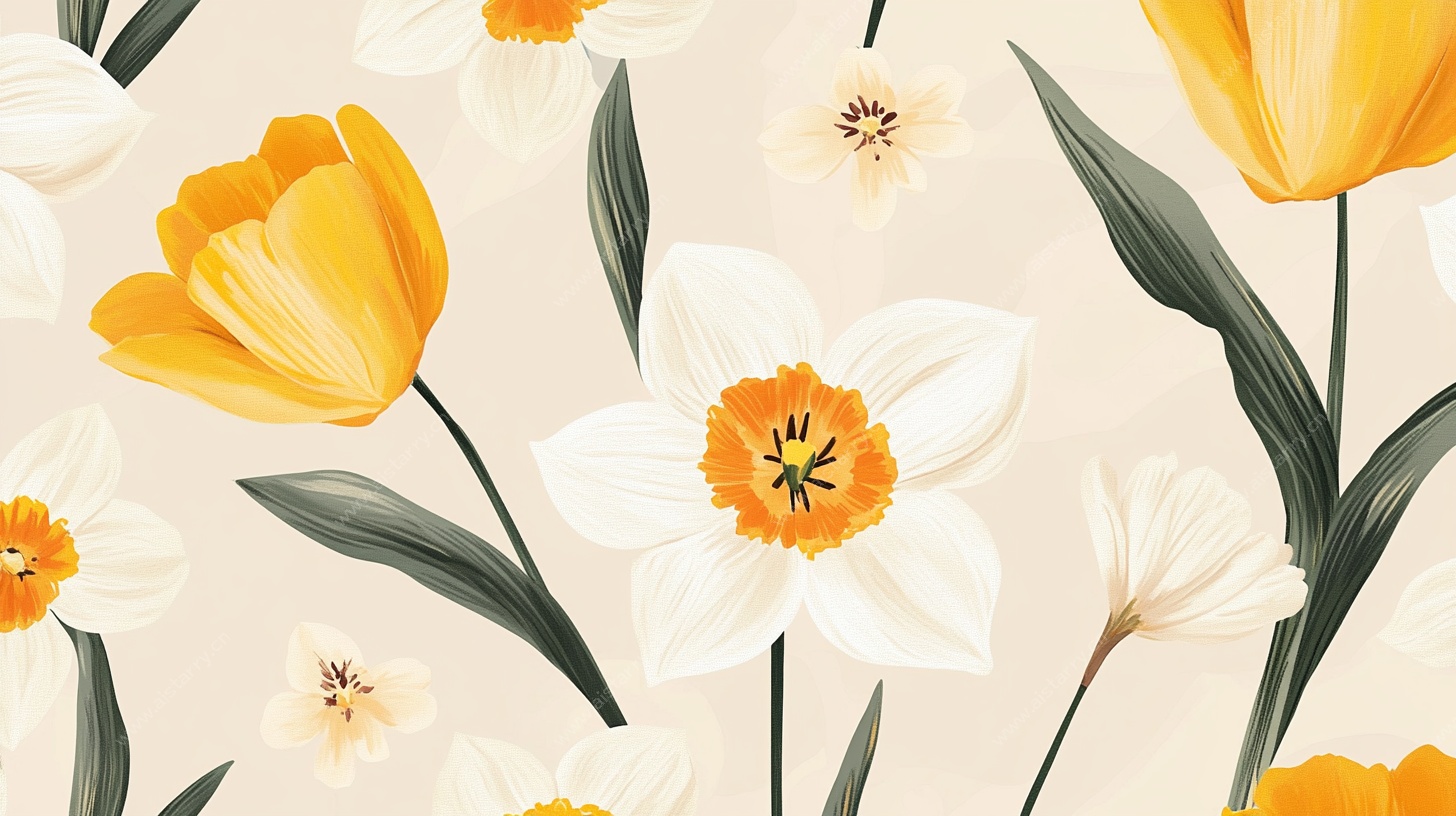 春日花卉图案背景图