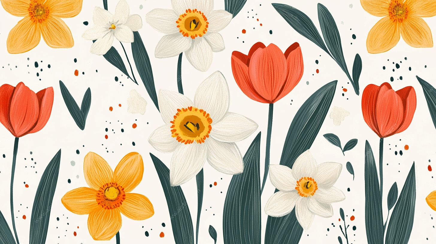 春日花卉图案插画