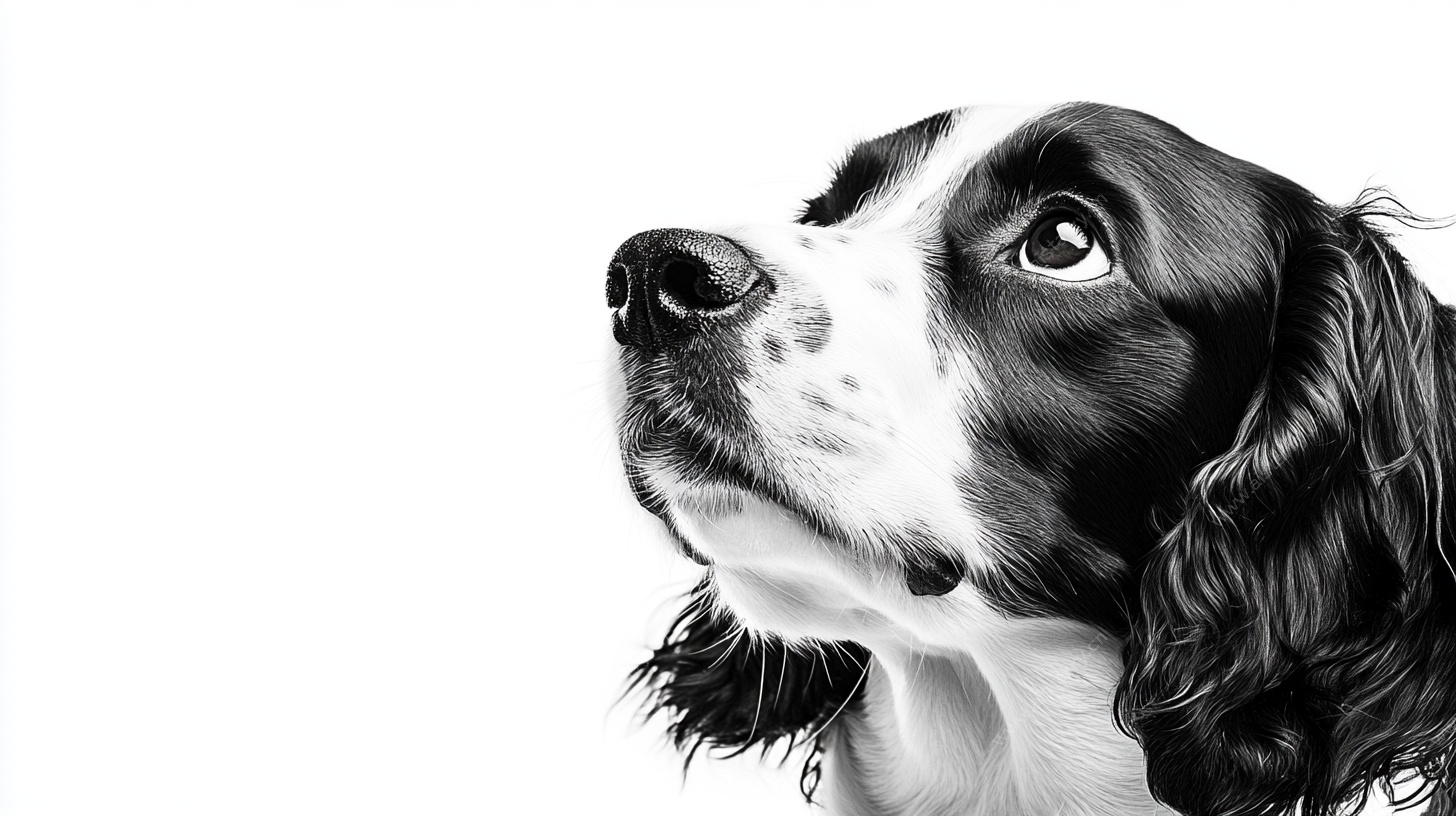 黑白猎犬肖像画