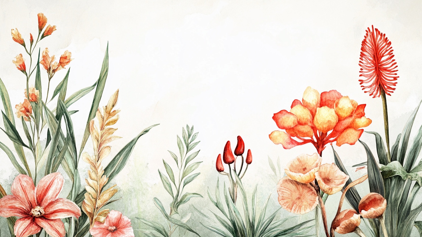 水彩花卉植物边框插画