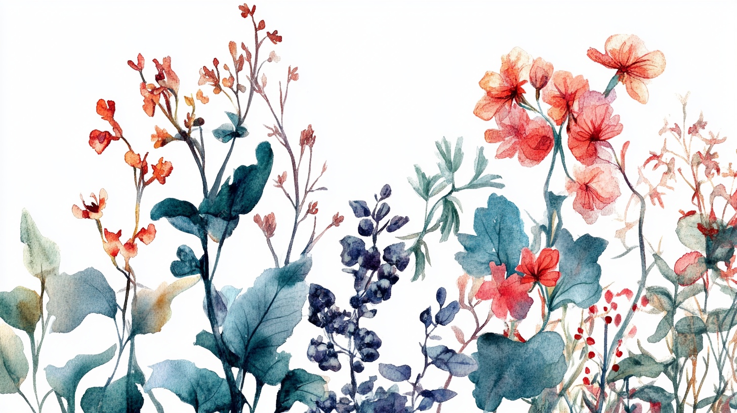 水彩花卉植物装饰画