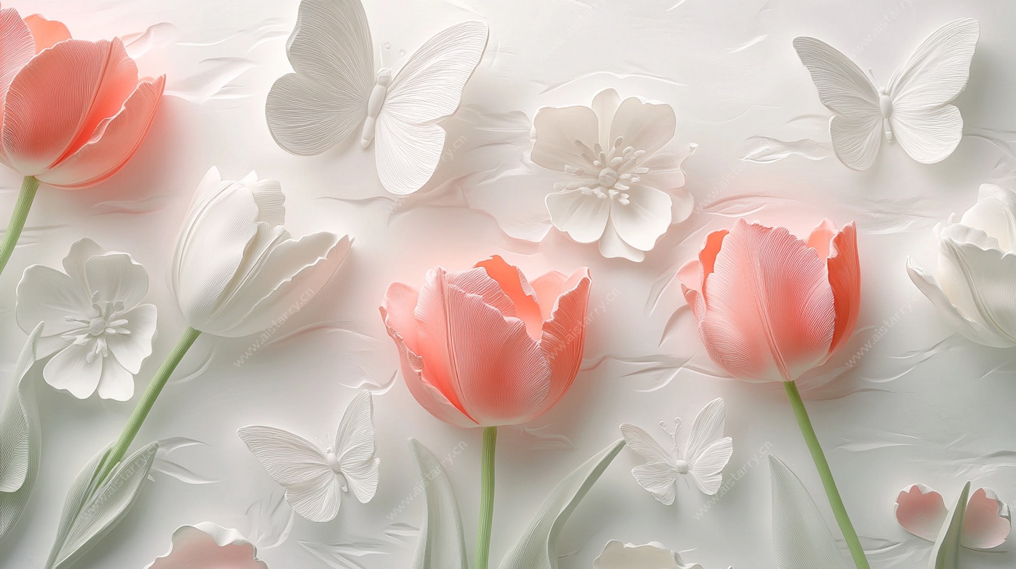 纸艺花卉蝴蝶装饰画