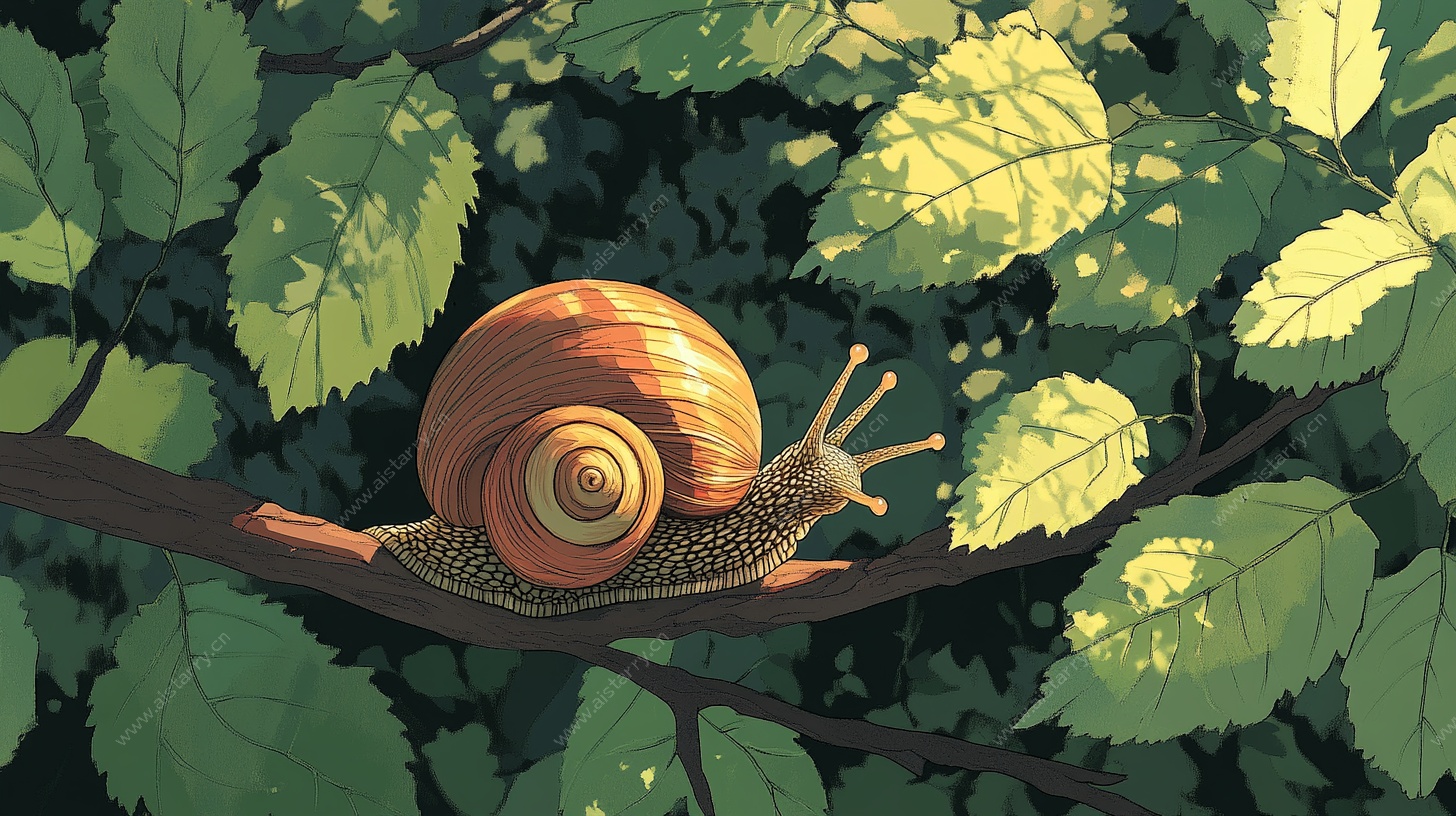 树枝上的蜗牛插画