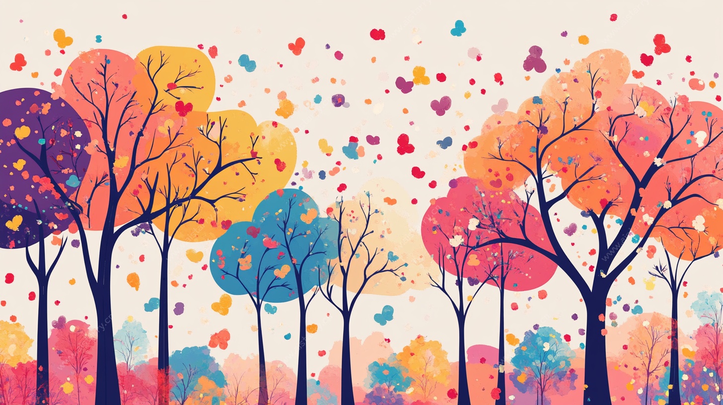 梦幻多彩森林爱心图景