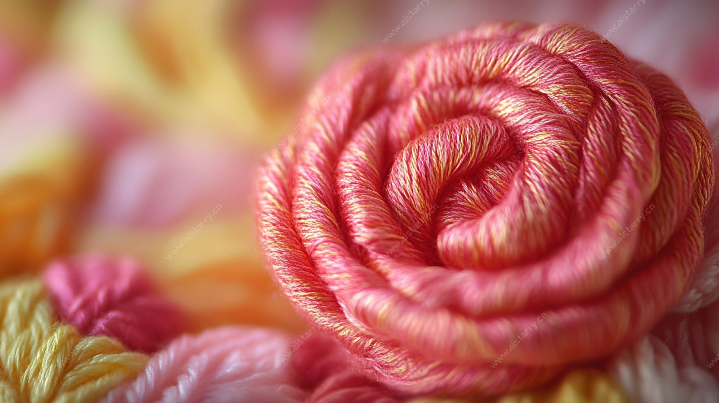 手工刺绣玫瑰特写