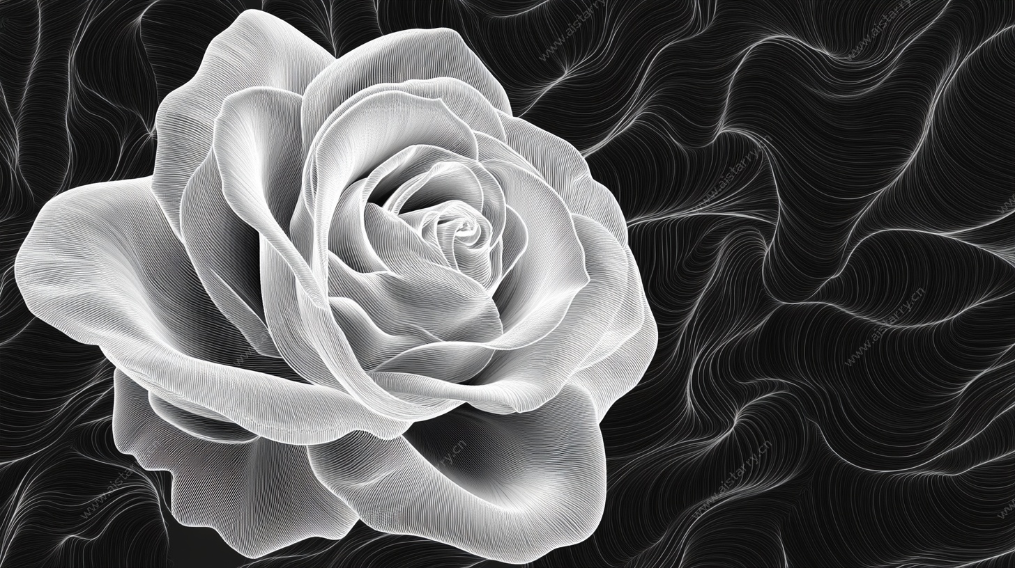 黑白玫瑰抽象艺术图案