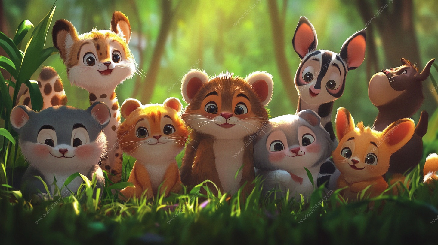 可爱萌宠的森林欢乐聚会