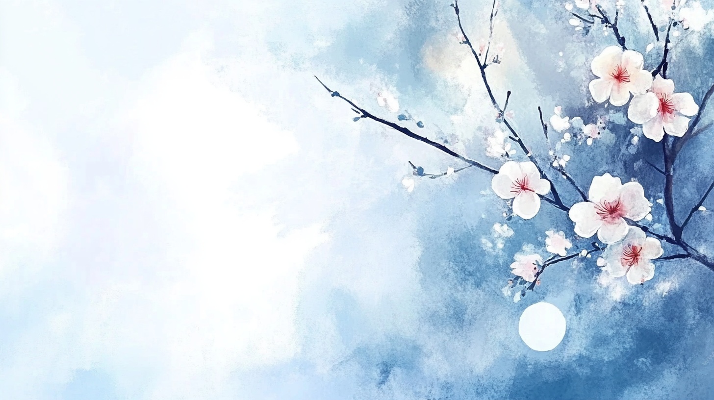 月夜绽放的水墨桃花