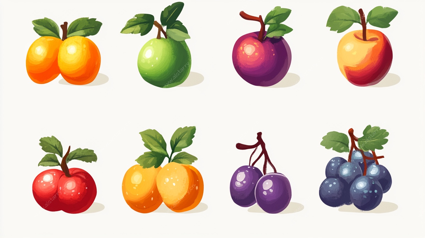 可爱卡通水果集合插画