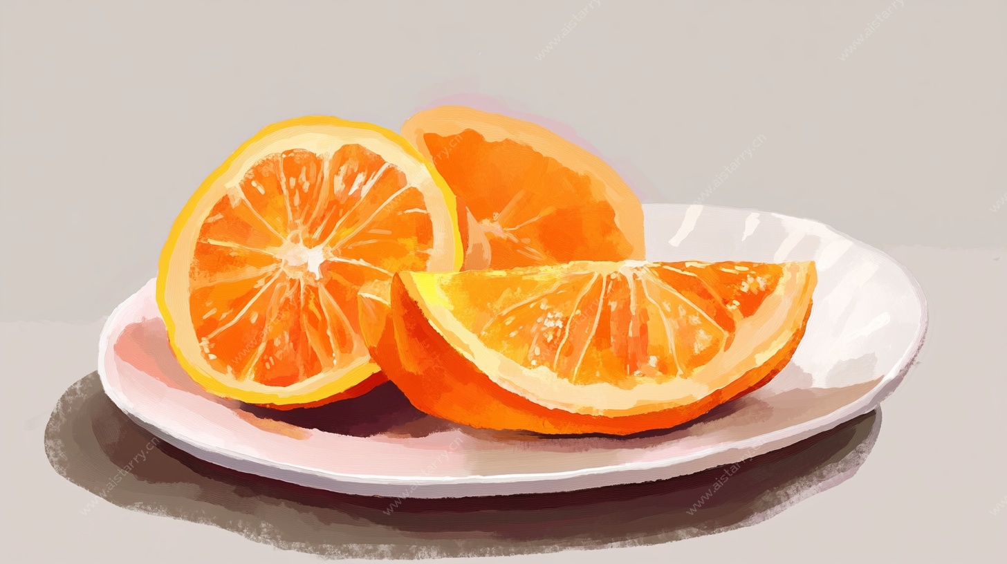 盘子上的鲜橙切片