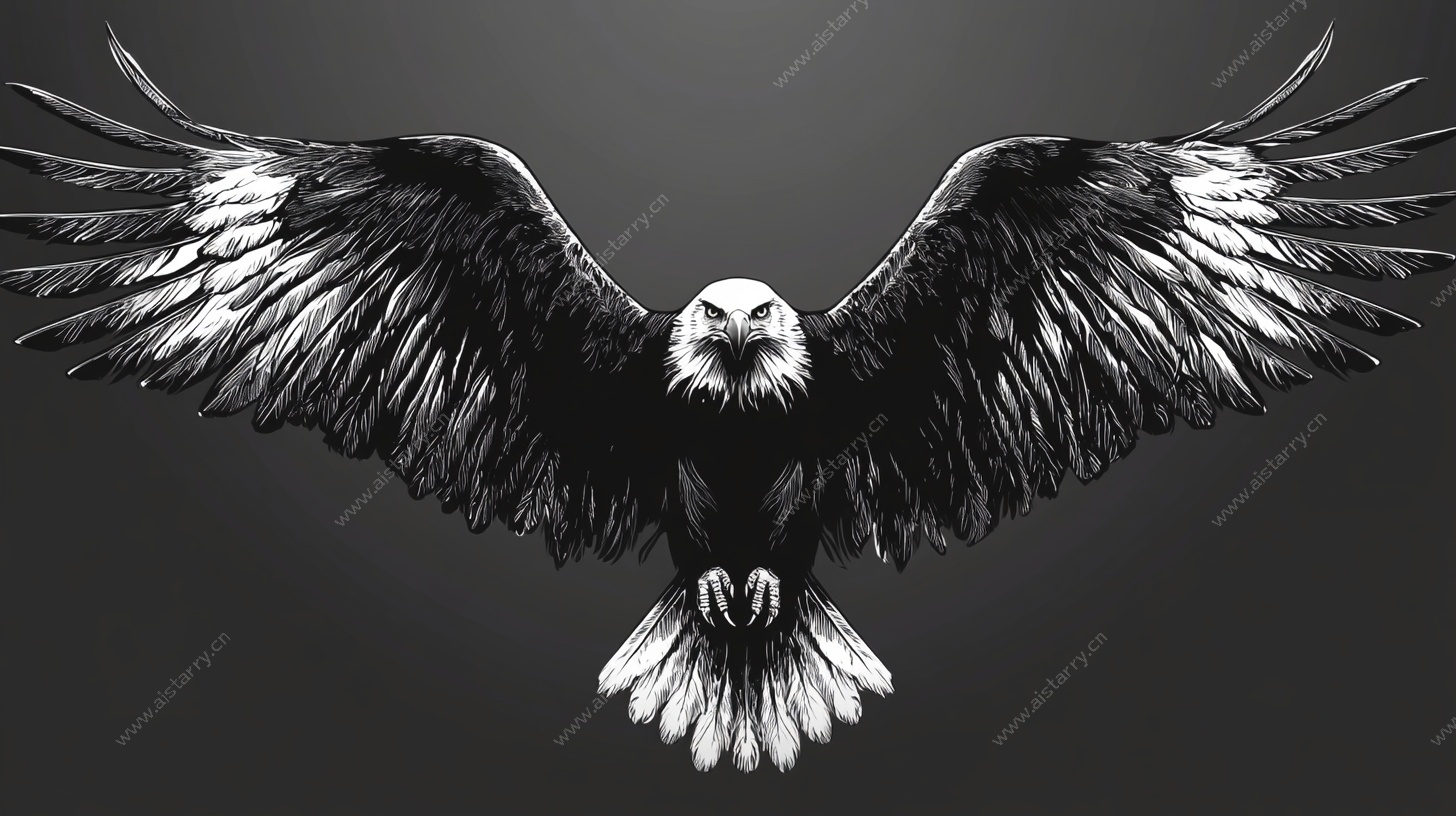 展翅雄鹰黑白艺术图像