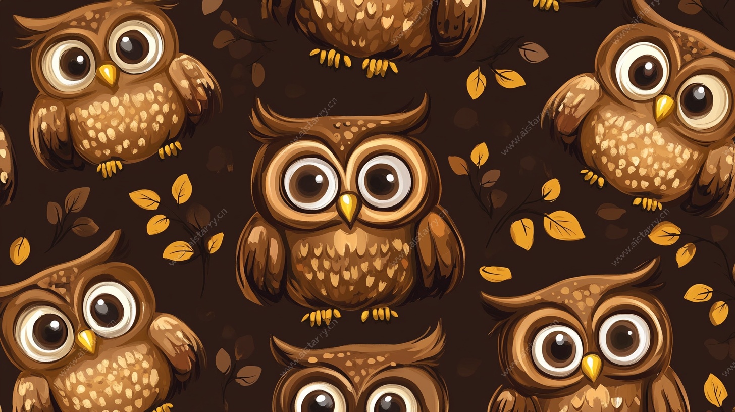 可爱猫头鹰无缝图案设计