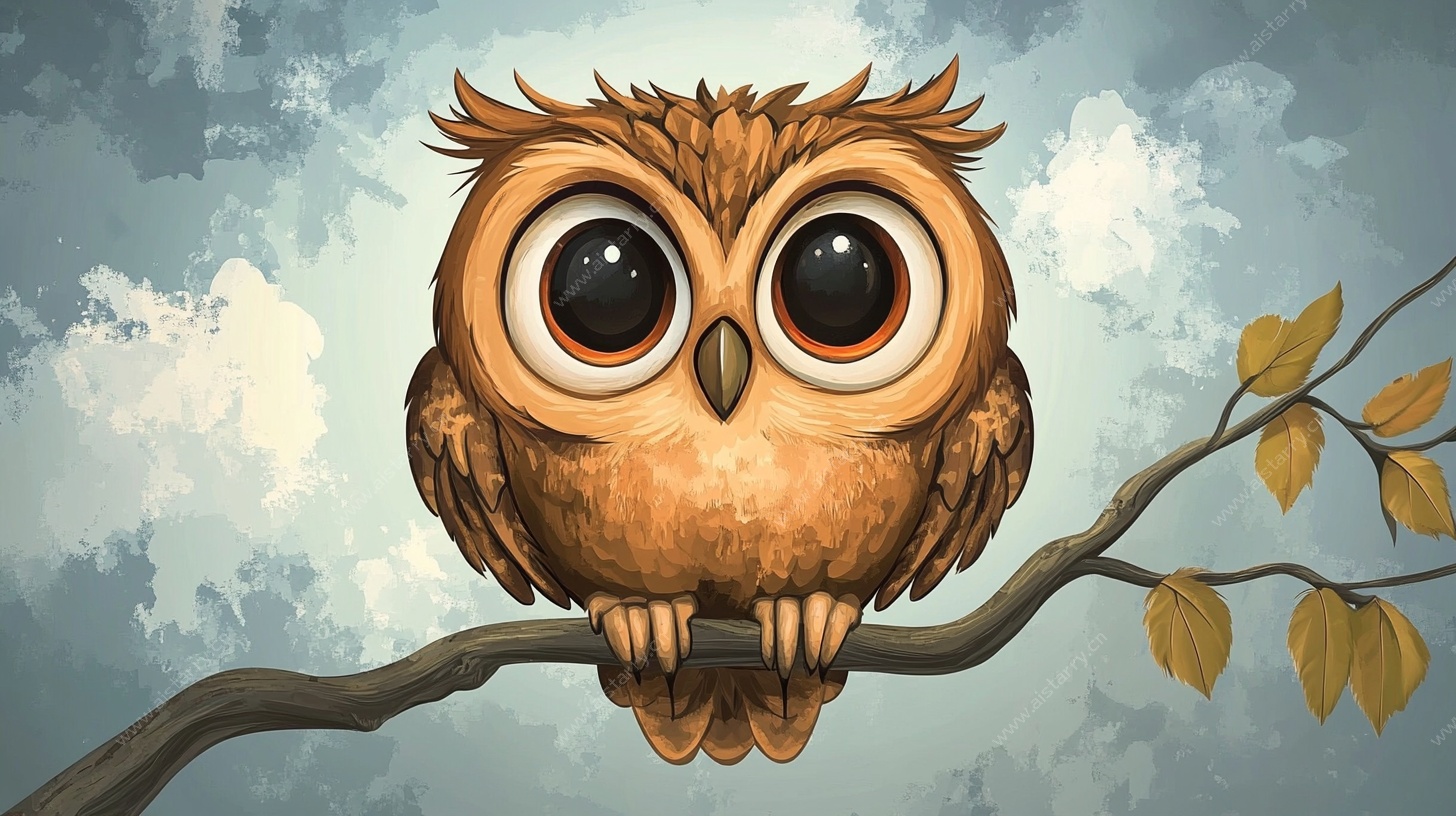 树枝上的大眼猫头鹰