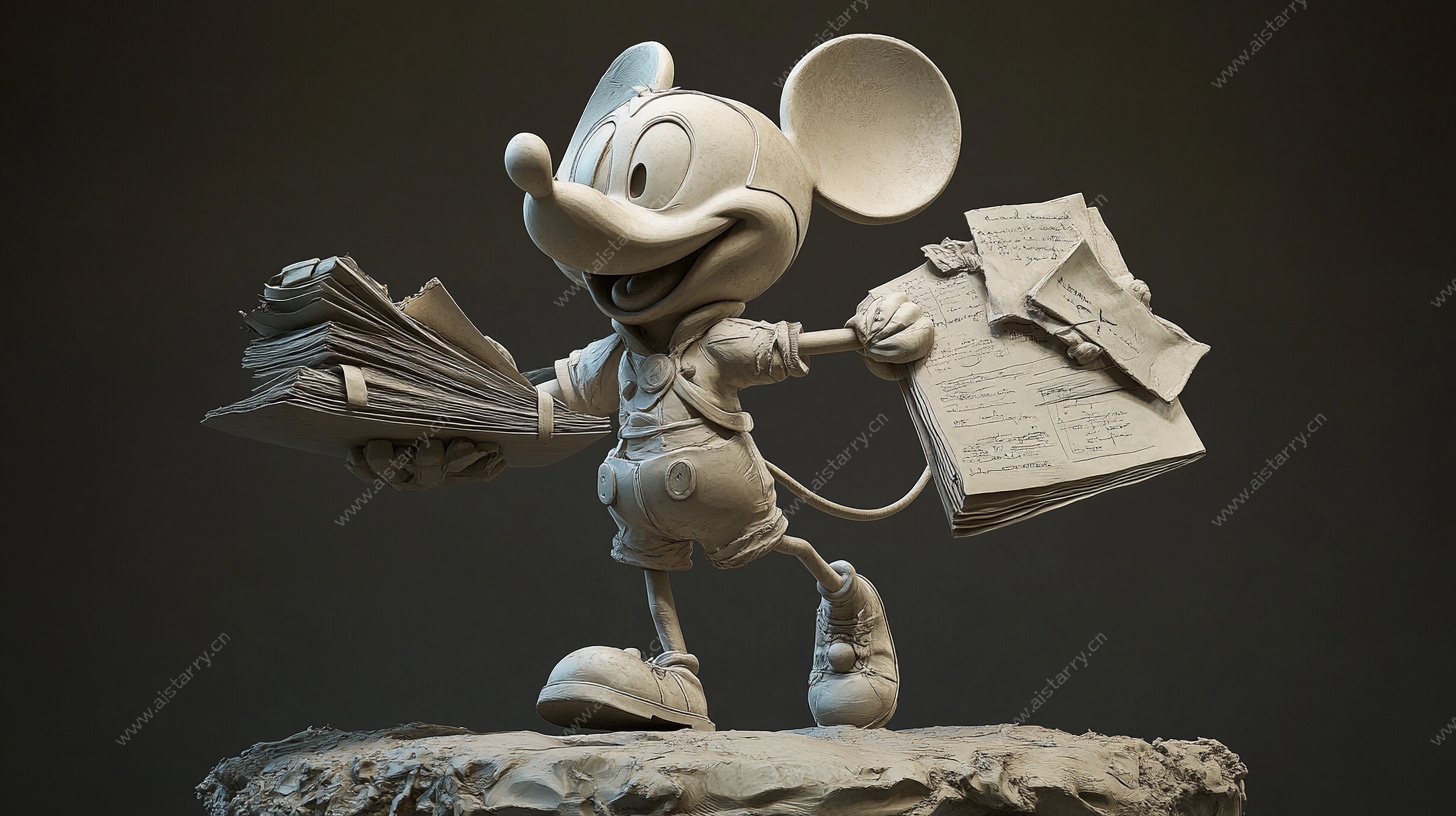 米老鼠持报雕塑艺术作品