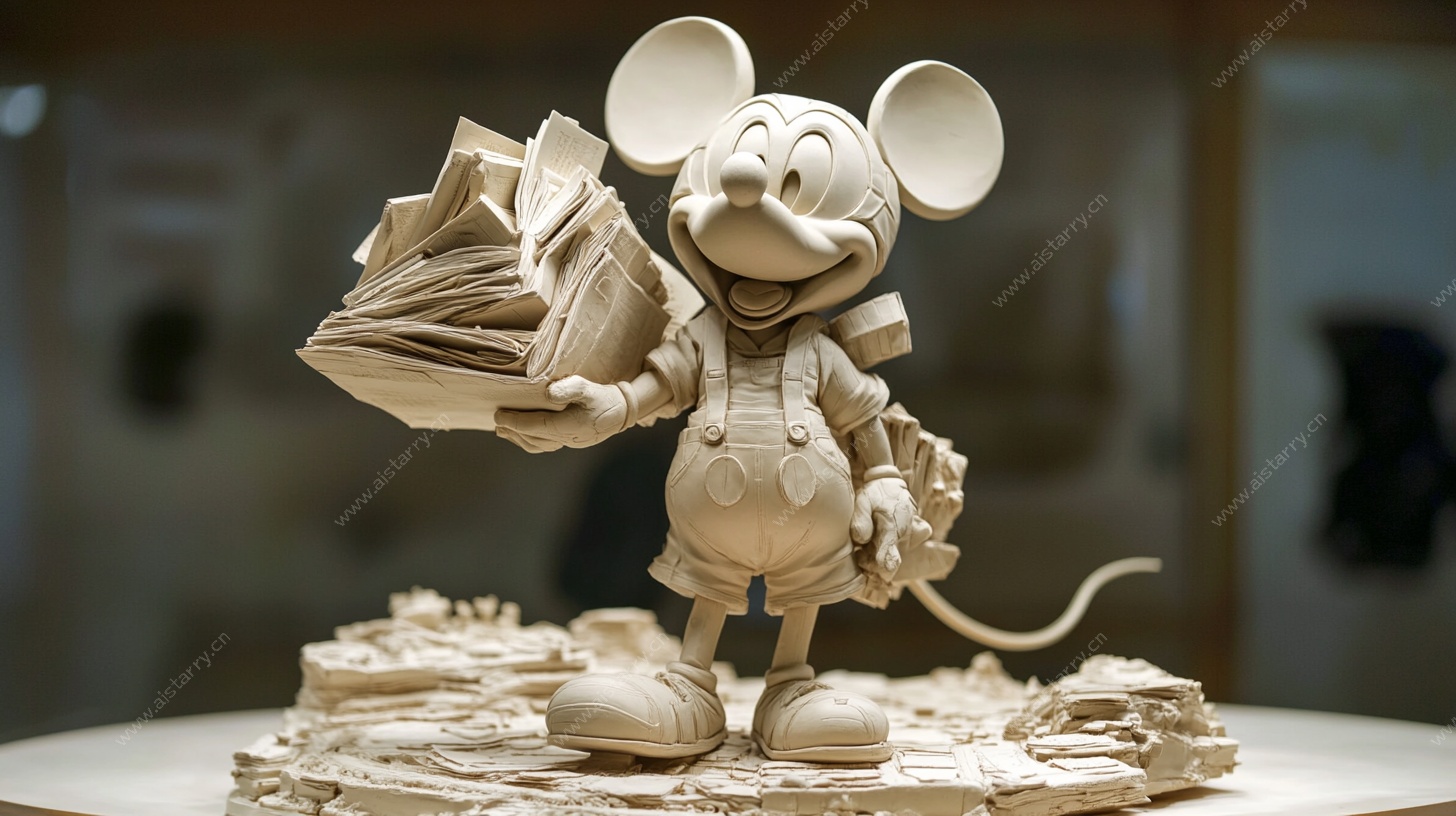 米老鼠木雕 书籍的奇幻承载