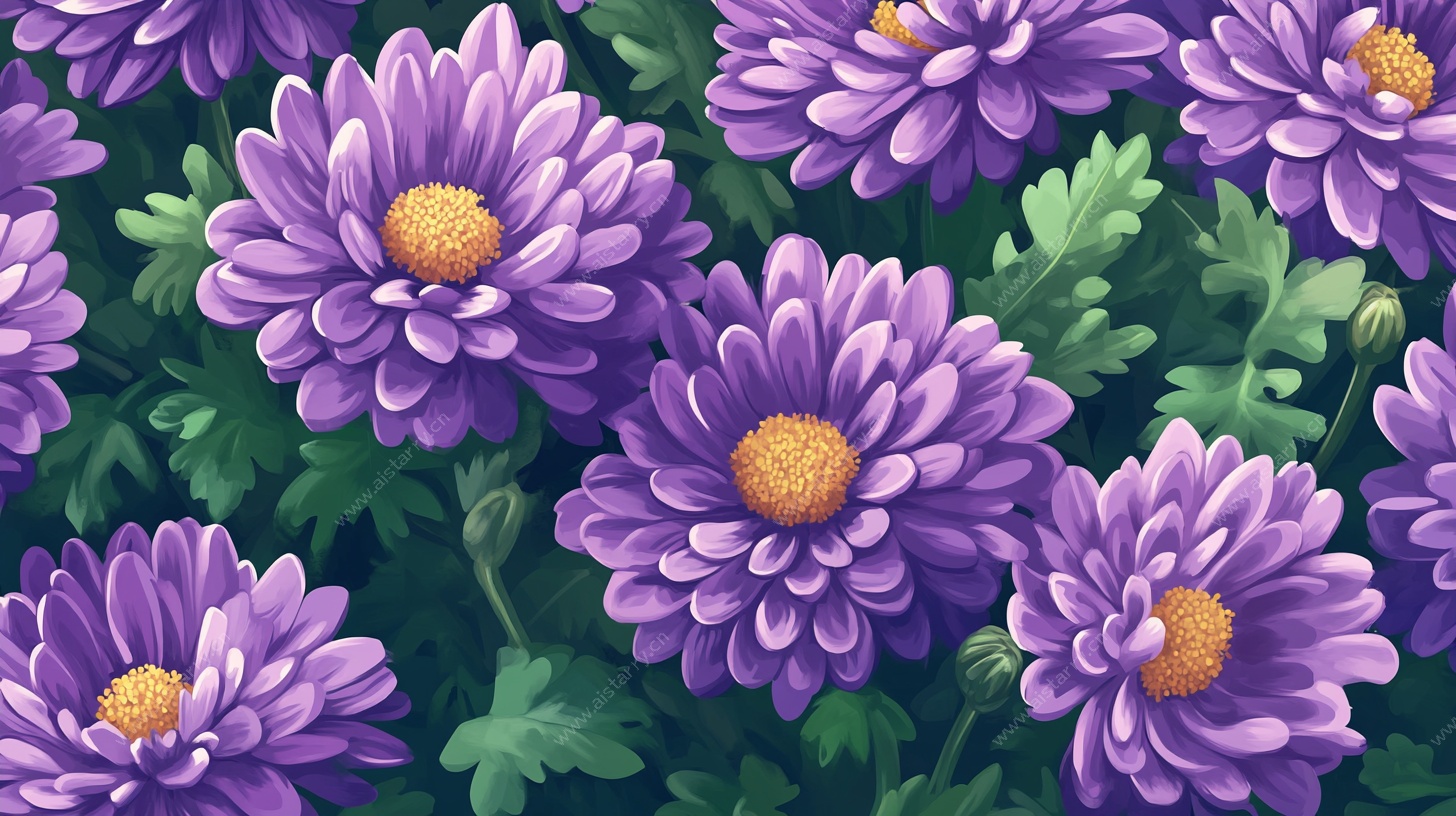 紫色菊花花卉图案背景图