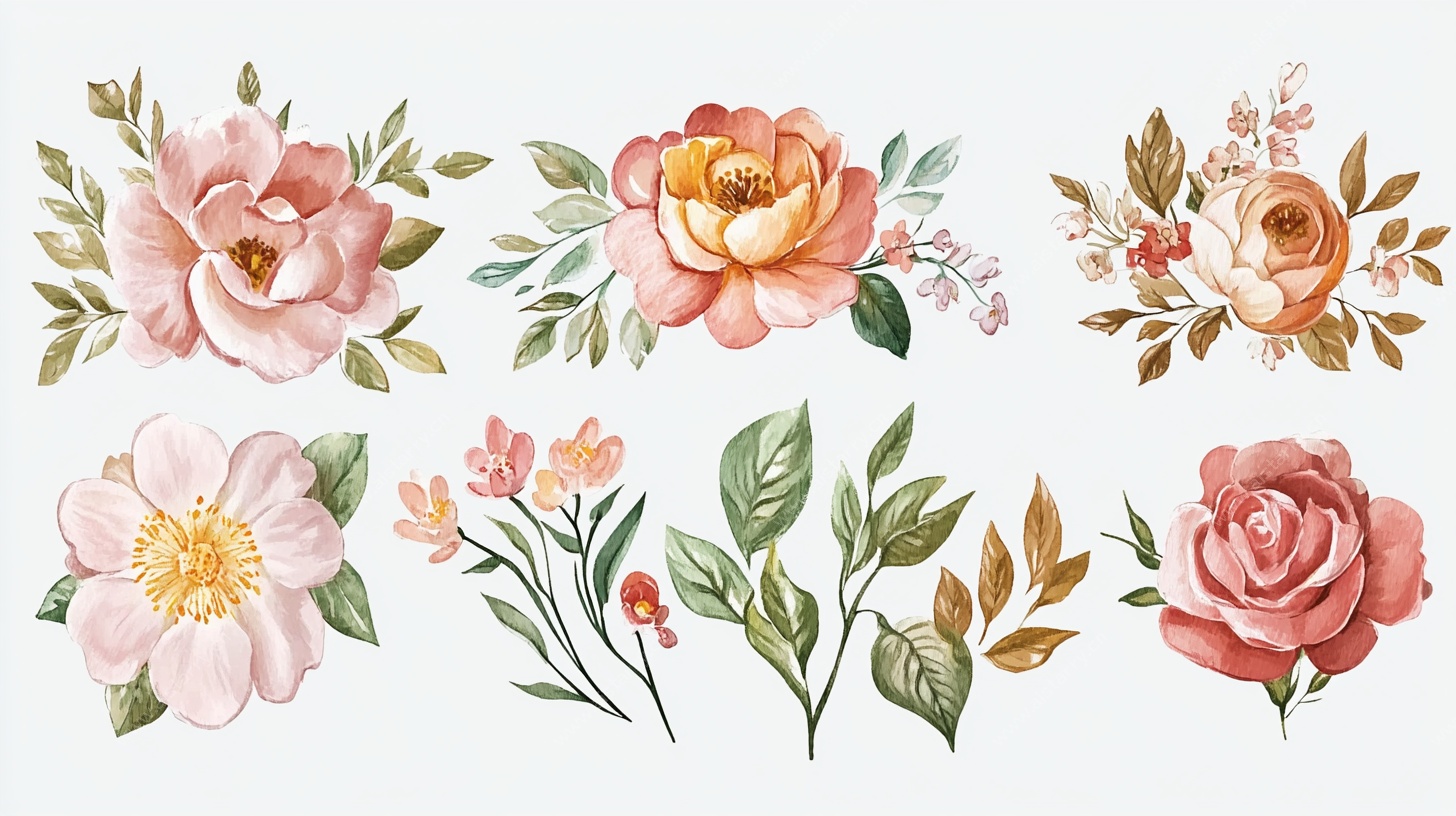 水彩花卉植物插画素材