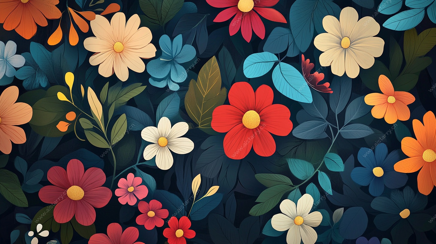 多彩花卉图案背景图