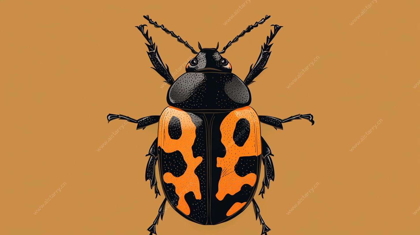 橙黑花纹甲虫特写