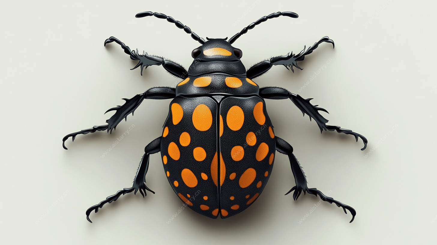 黑橙斑点甲虫3D艺术图
