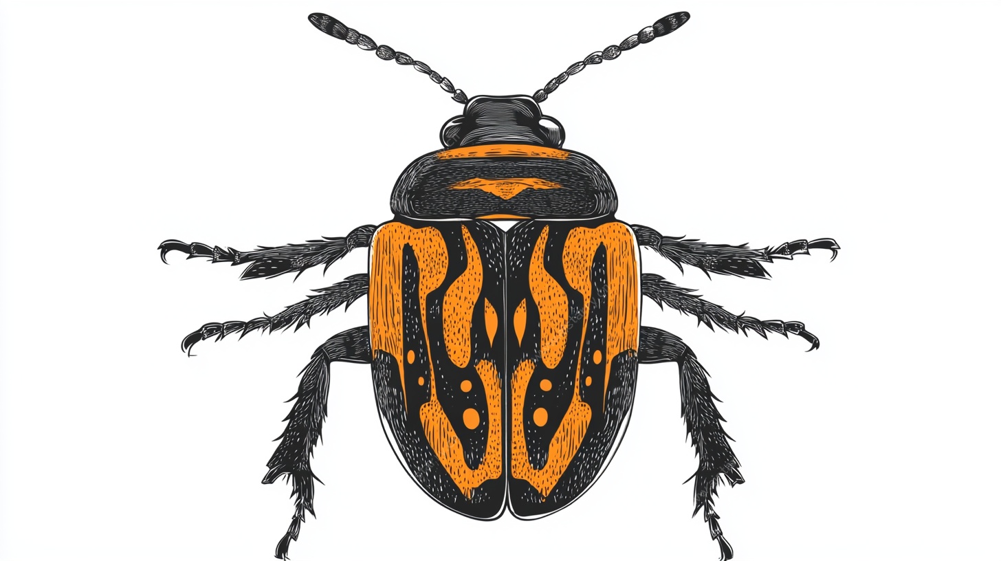 橙色花纹甲虫插画