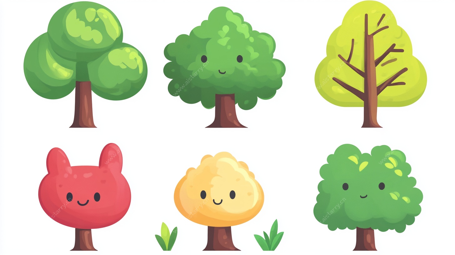 可爱卡通树木形象集合
