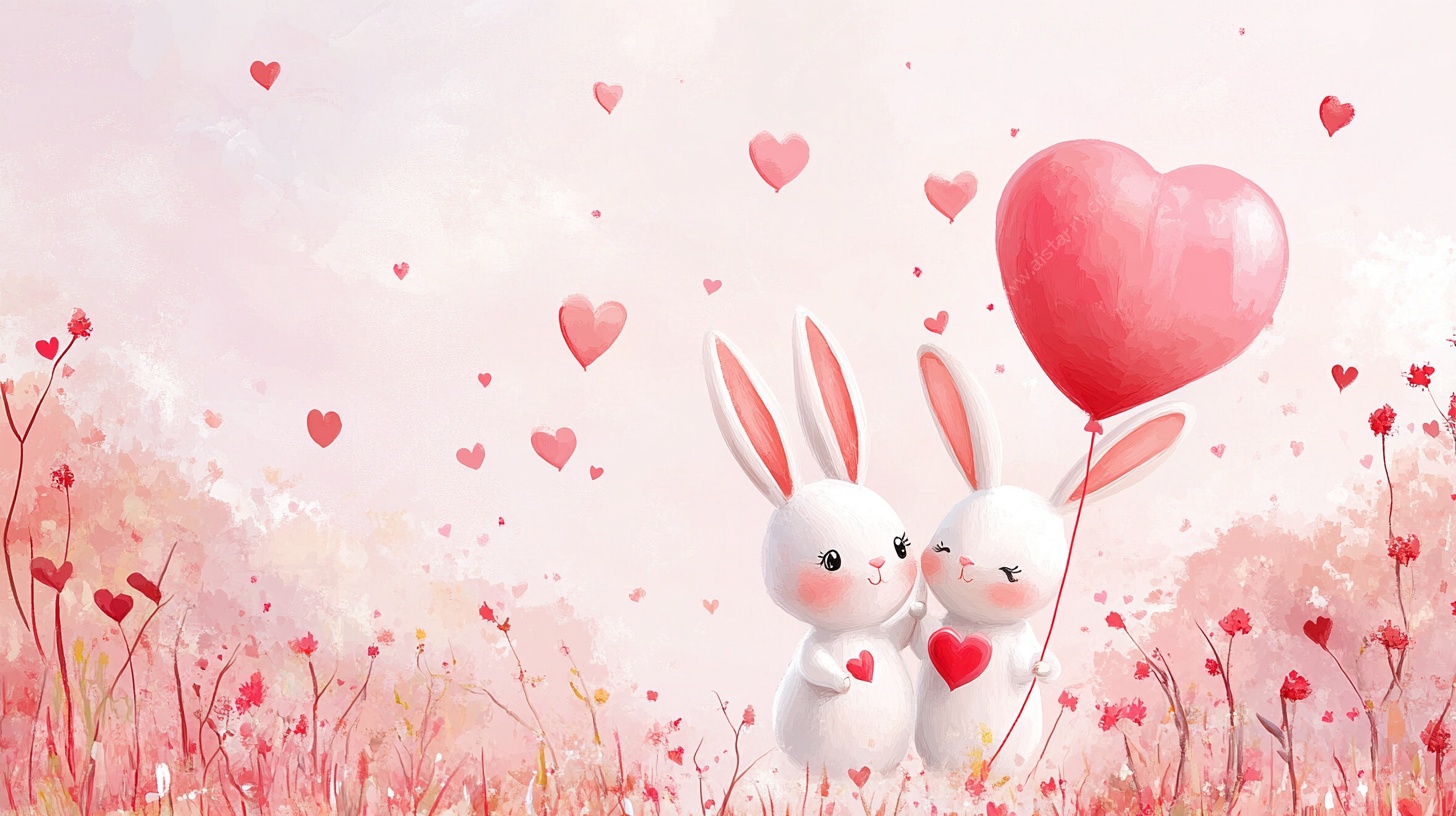 甜蜜兔侣爱心气球场景
