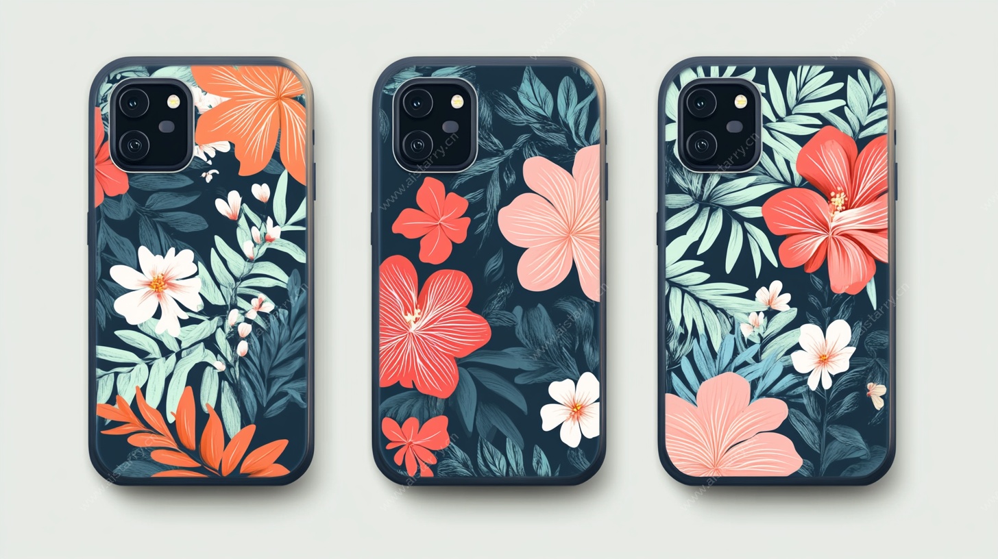 热带花卉手机壳图案设计