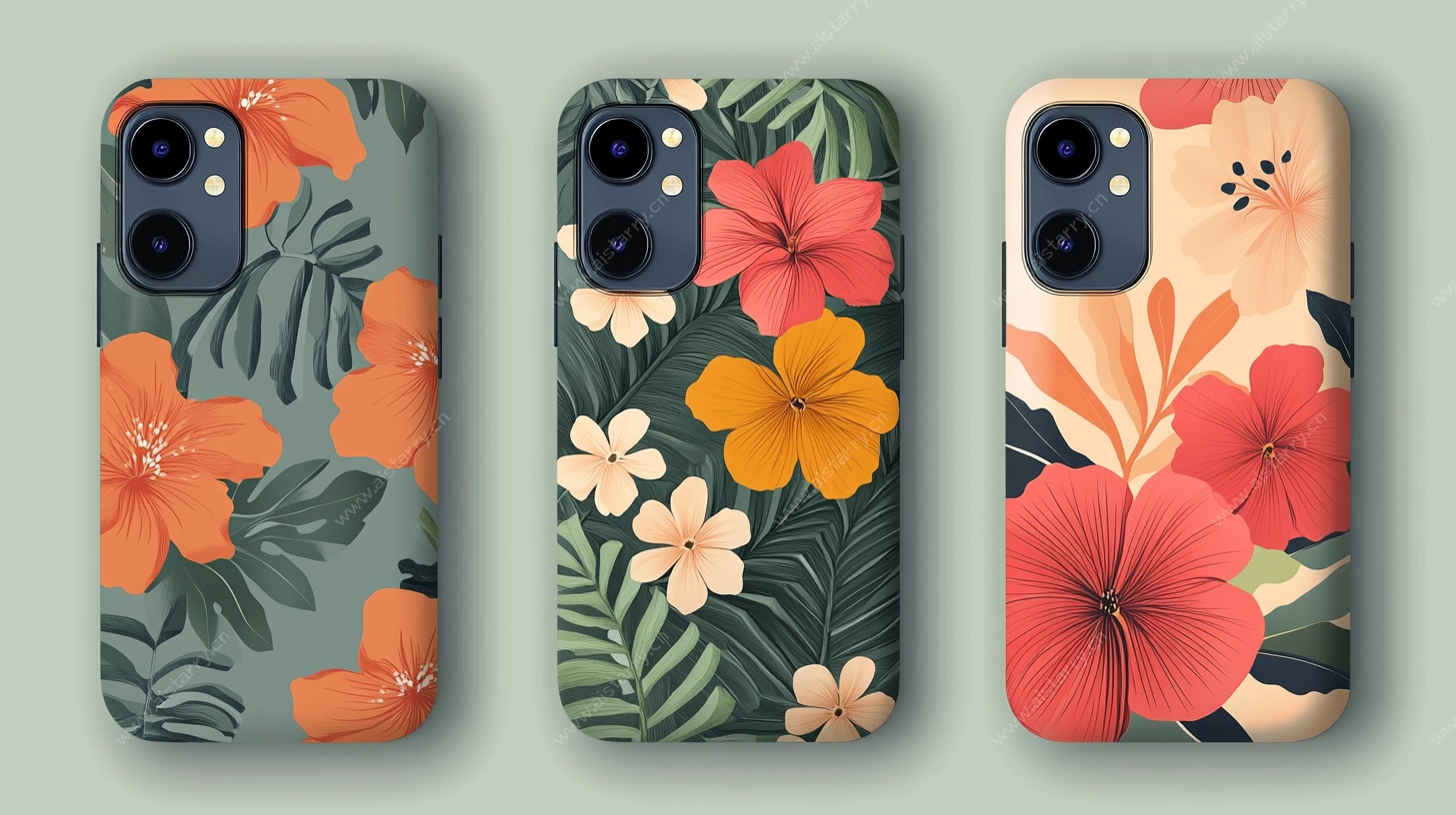 热带花卉手机壳图案设计