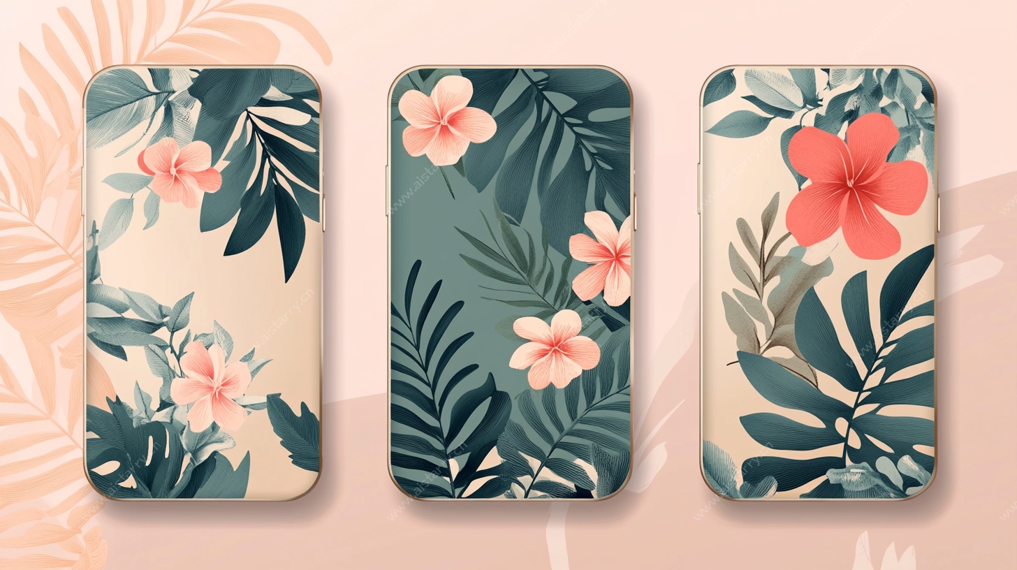 热带花卉手机壳图案设计