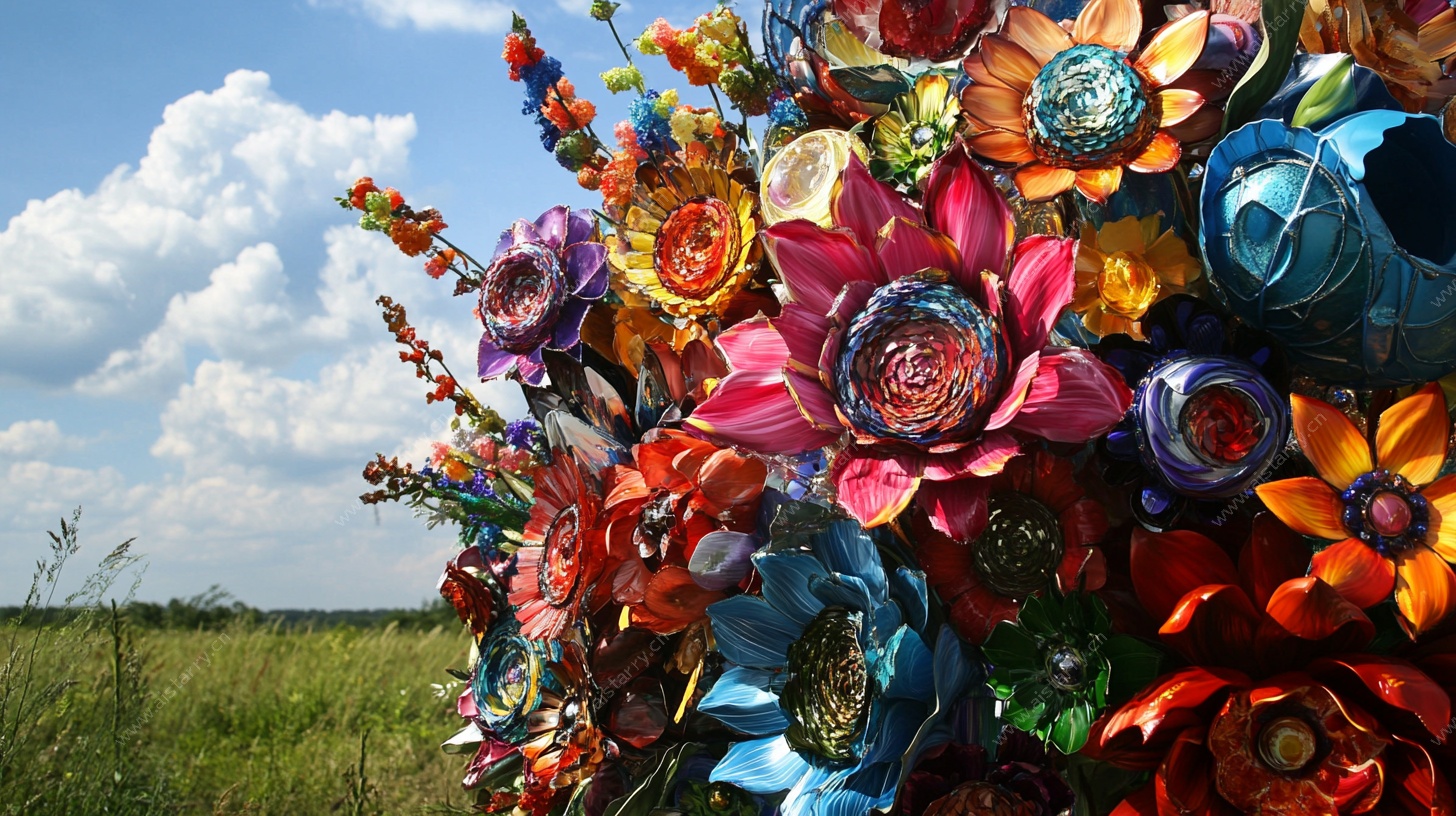 缤纷多彩花卉雕塑