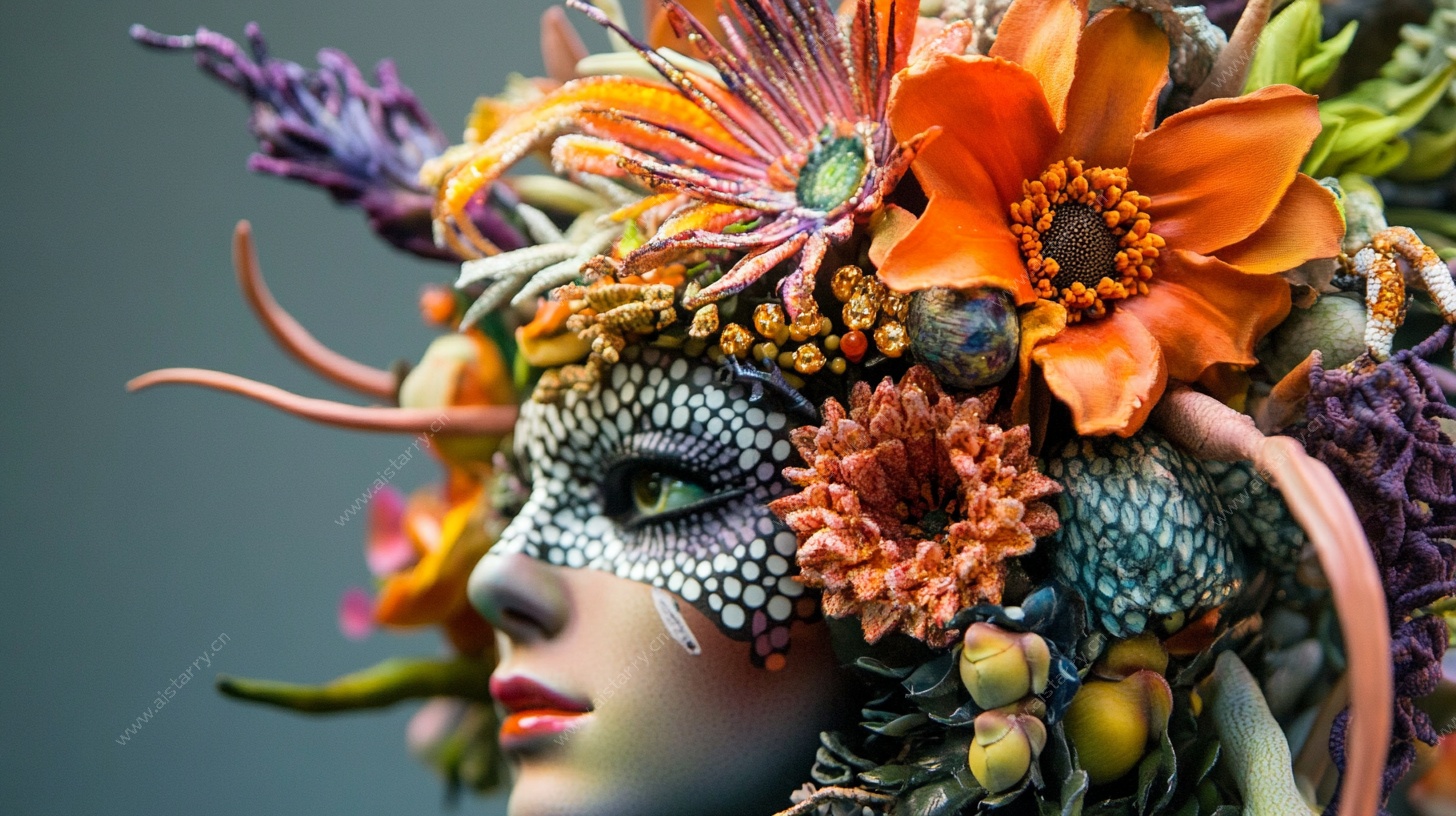 花卉面具艺术造型