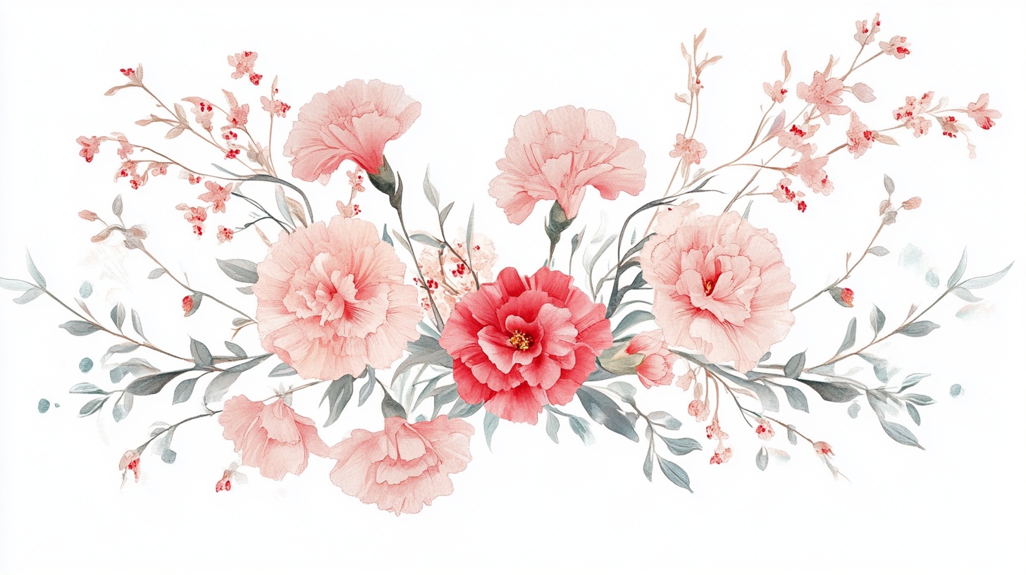 粉色花卉水彩装饰画