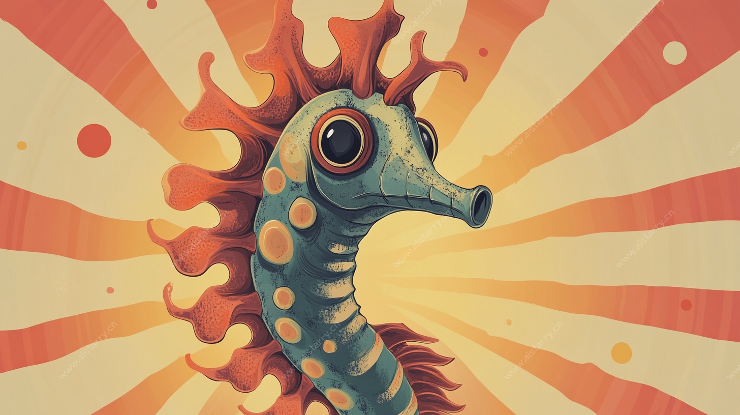 卡通风格海马插画