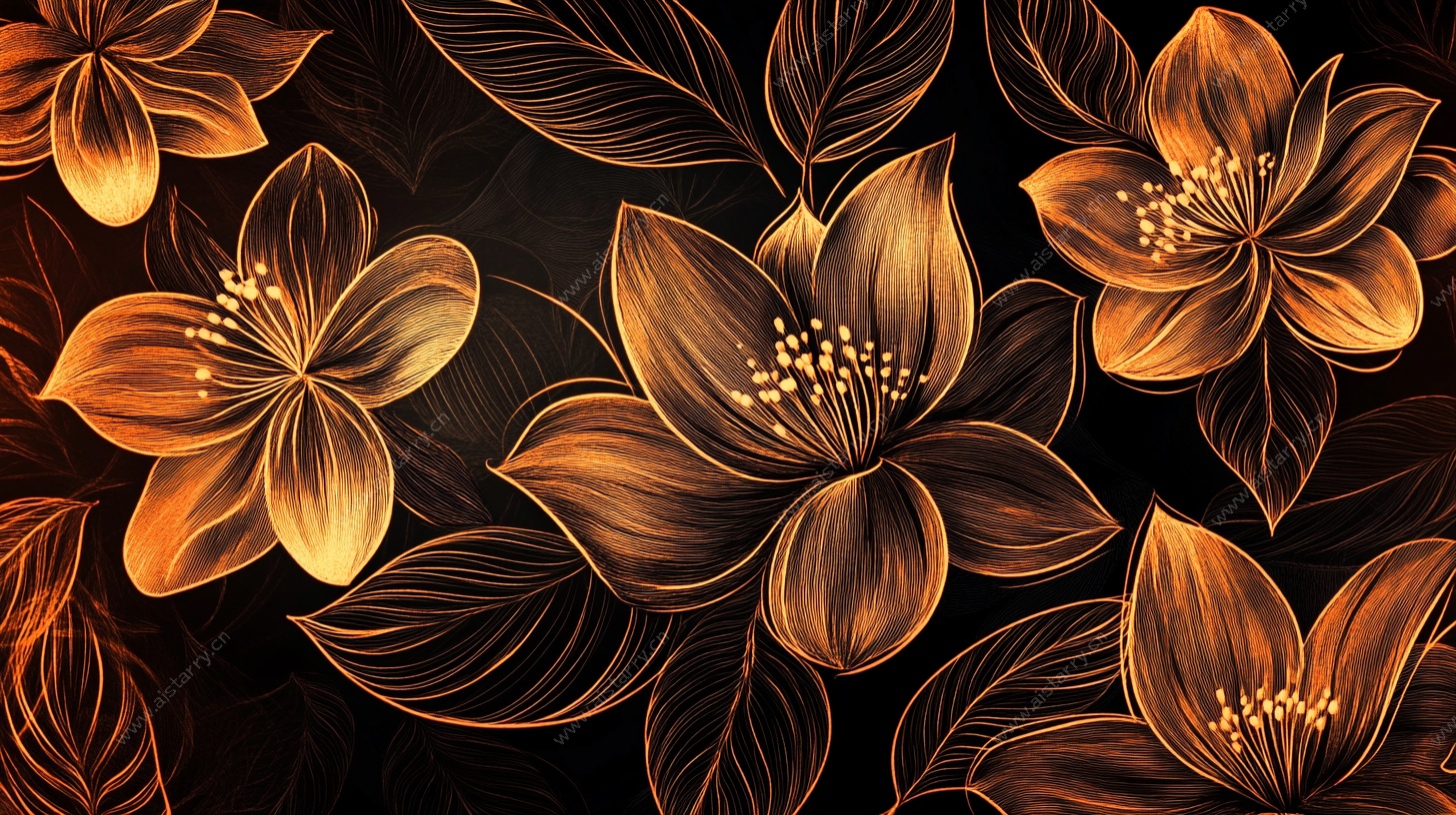 金色花卉图案背景