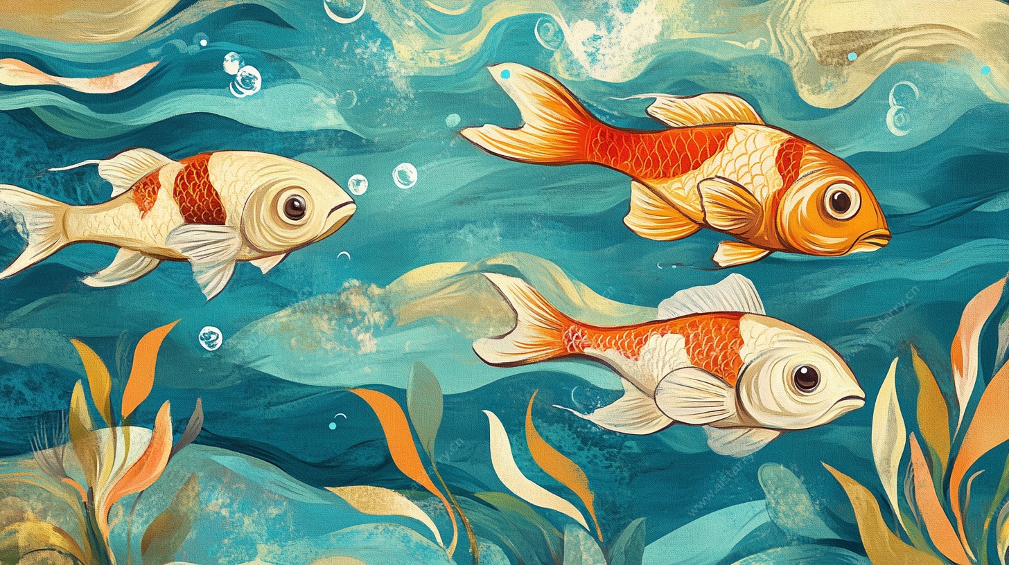 畅游的金鱼插画