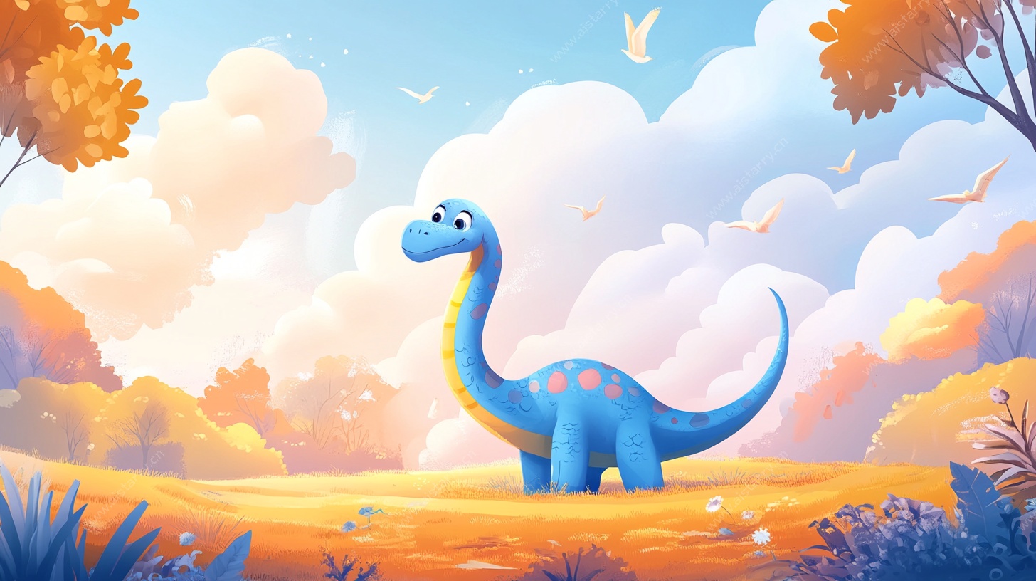 蓝色小恐龙的梦幻秋日之旅