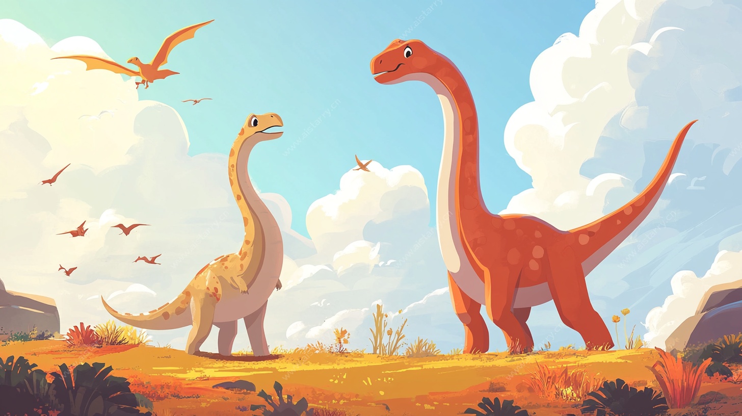 两只恐龙的野外相遇场景