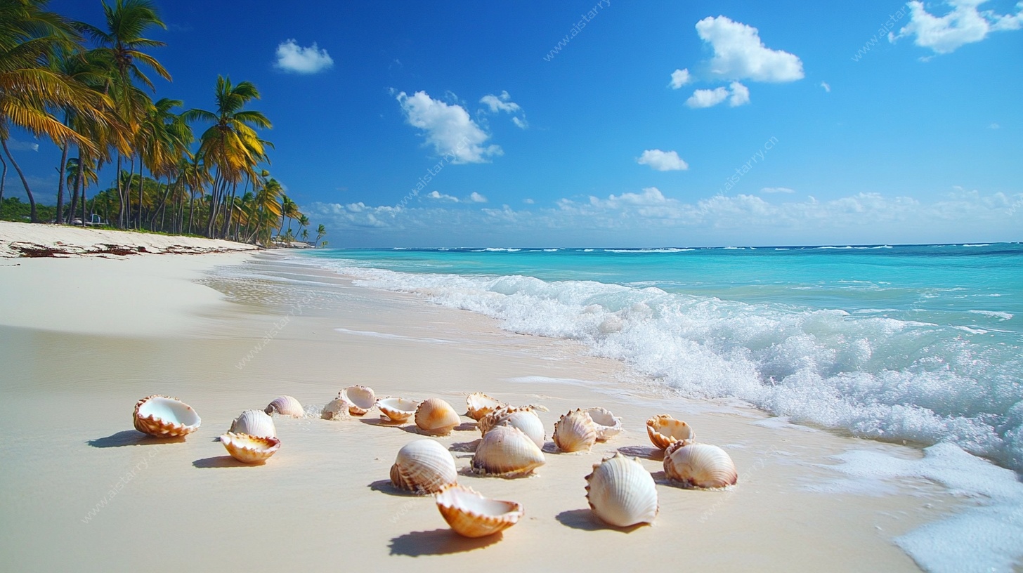 沙滩贝壳海景图