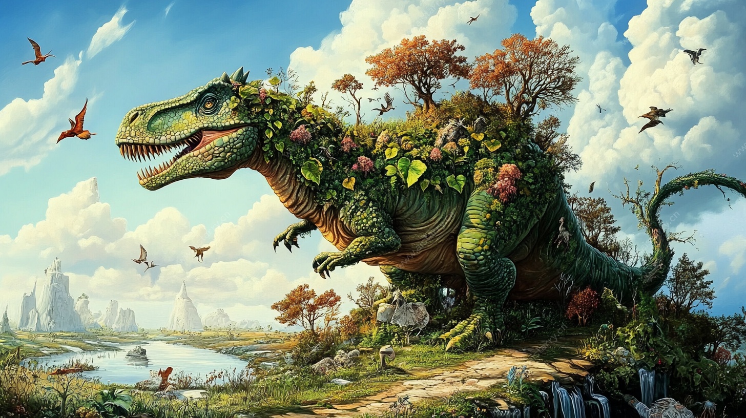 奇幻恐龙的自然幻想图景