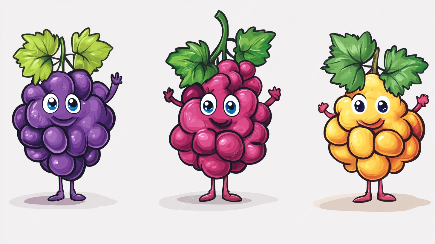 可爱拟人葡萄卡通形象