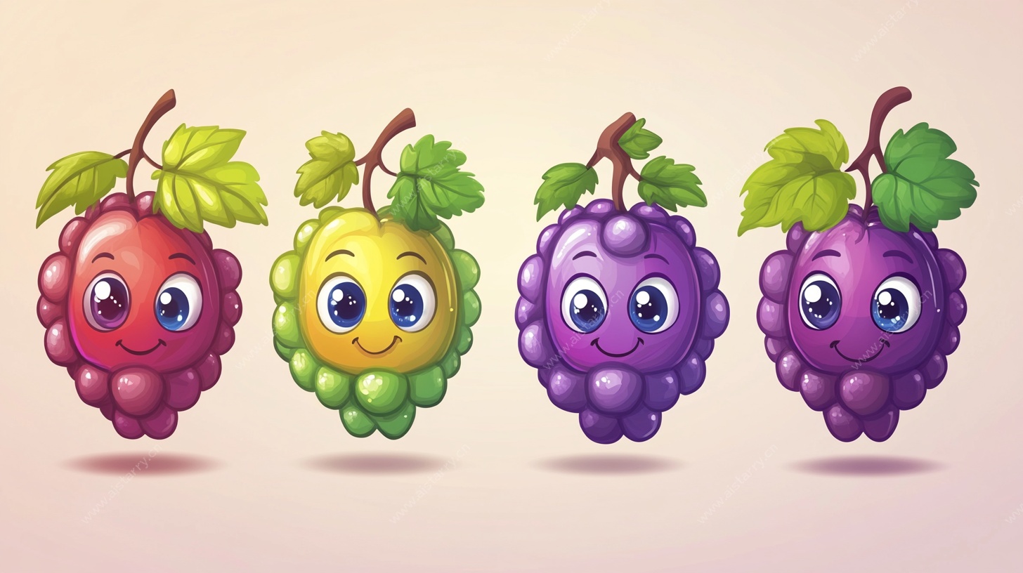 可爱表情葡萄插画