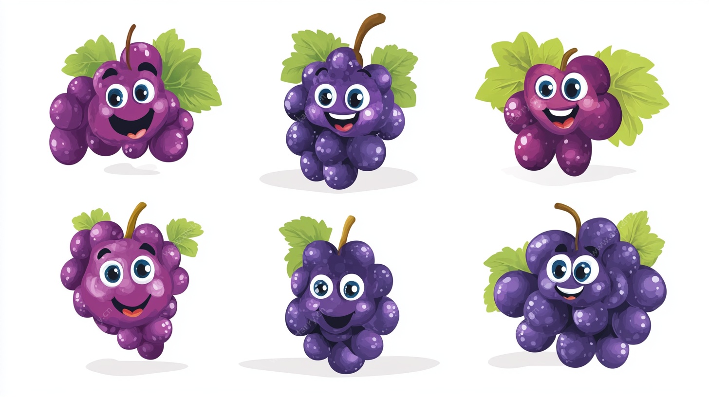 可爱紫葡萄卡通表情集合