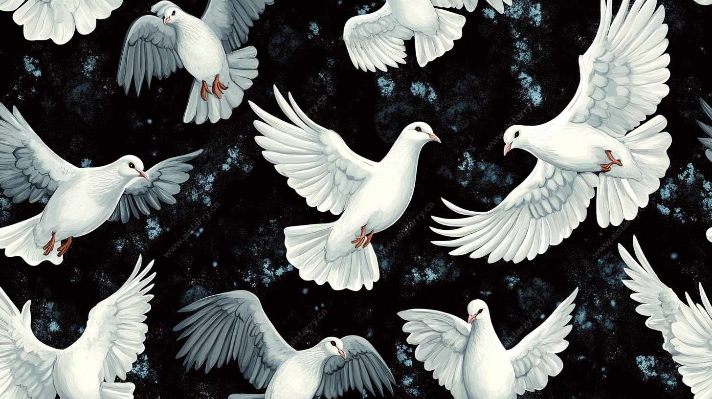 群鸽飞舞图案