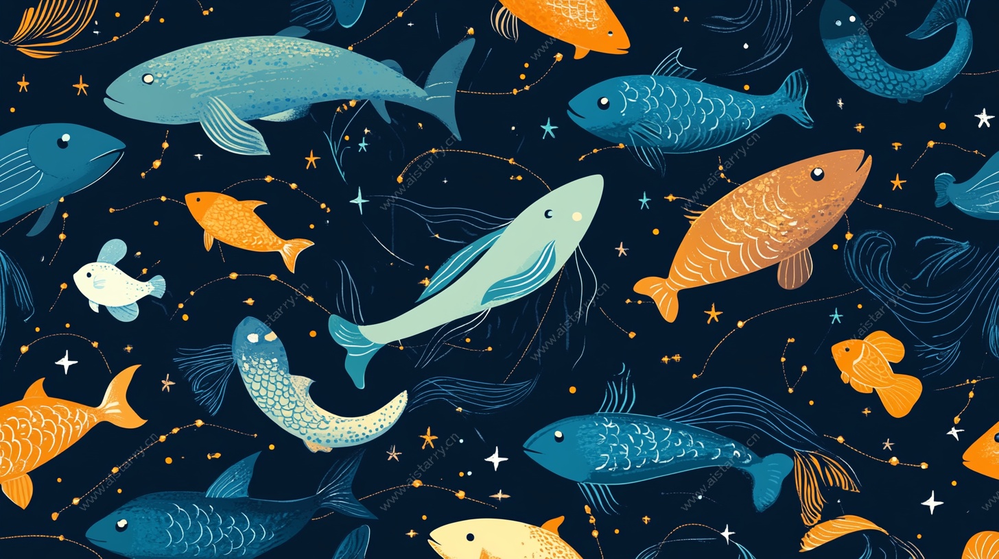 海洋生物梦幻星空图案