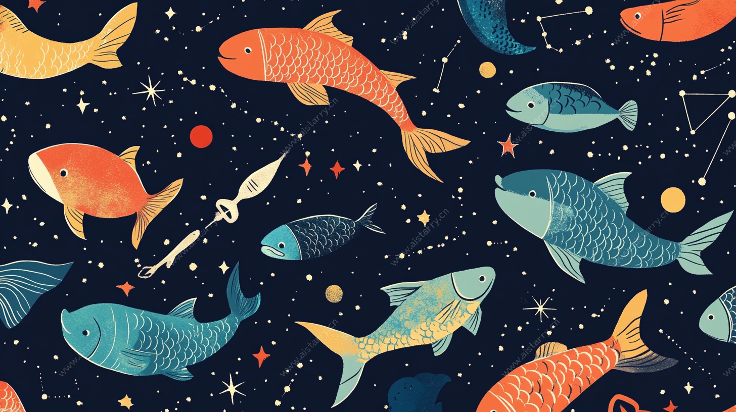 梦幻鱼群畅游星空世界